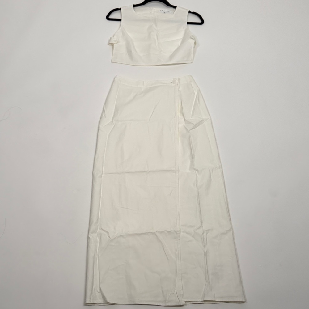 Reformation Cream Crop Top + skirt SET
